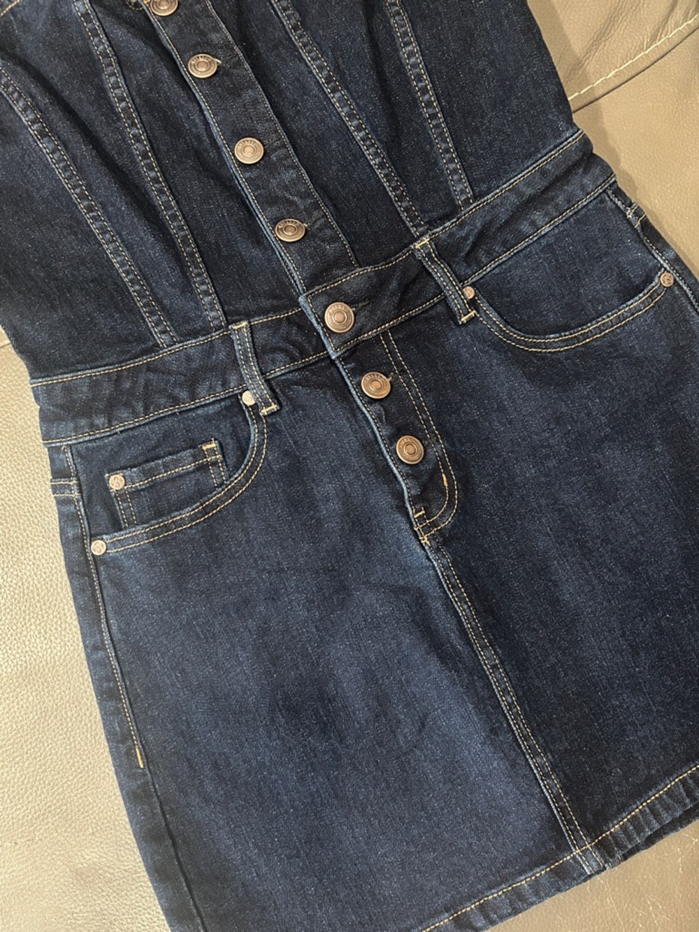 Shyanne Dark Blue Denim Button-Front Women's Denim Jean Dress size S - Picture 4 of 7